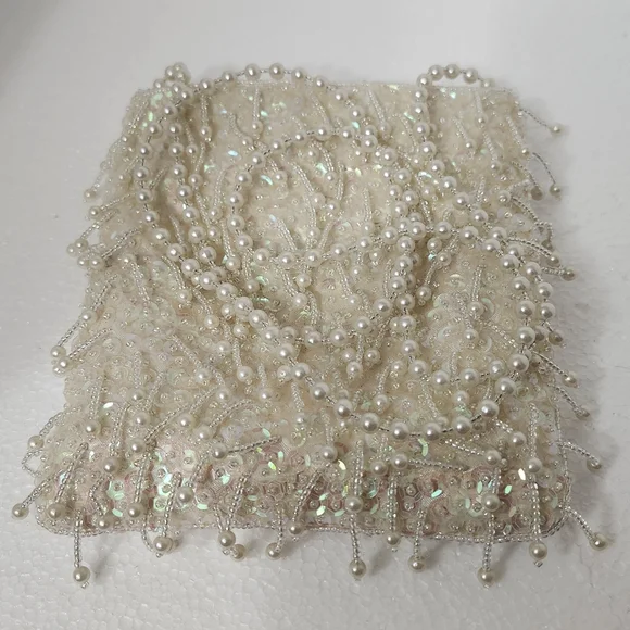 VTG Jessica McClintock Pearlescent Satin Beaded Purse! - Picture 3 of 9